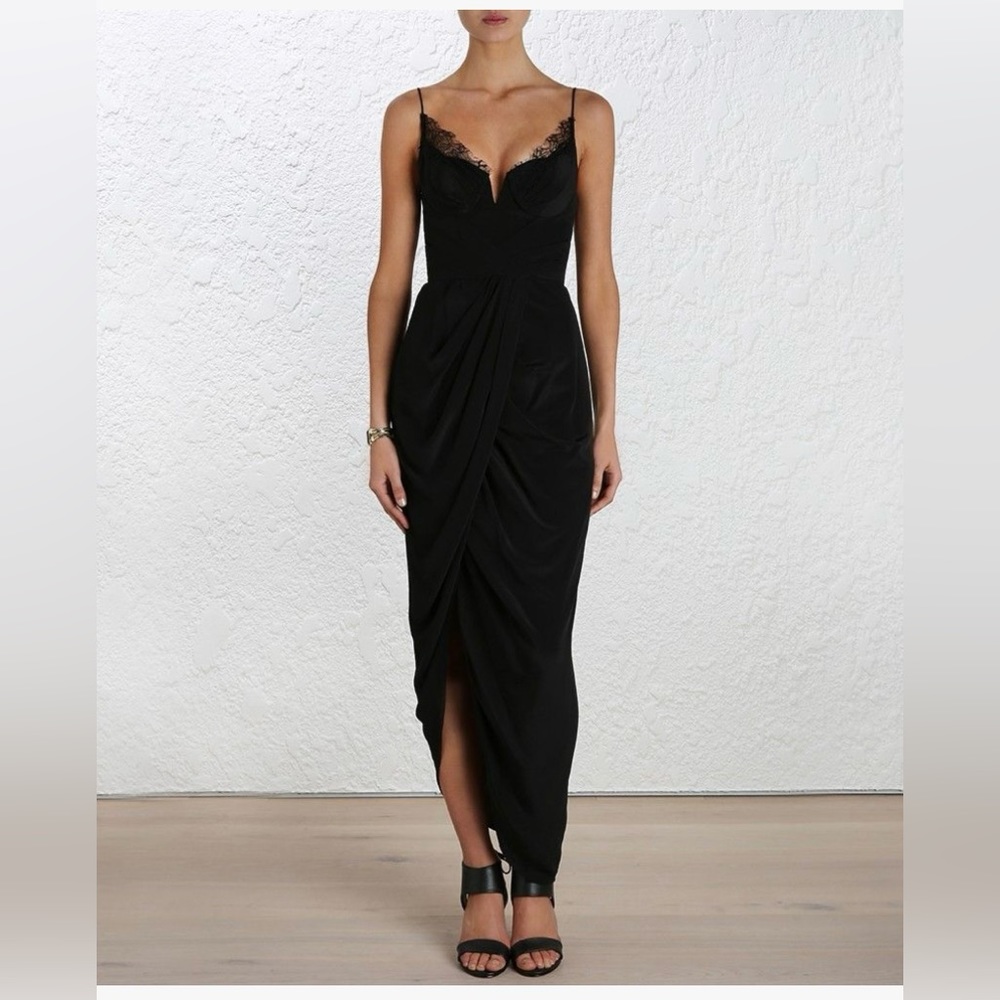 Zimmerman black silk spaghetti strap dress